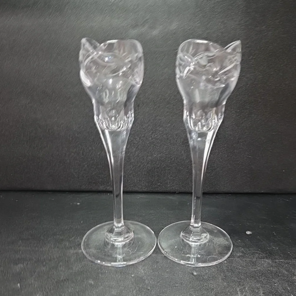 Mikasa Park‎ Place Crystal Candleholders, Set of 2, Vintage Taper Holders